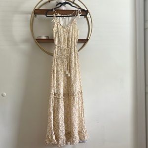 100% Cotton Maxi Dress Tie Shoulder Tie Waist m